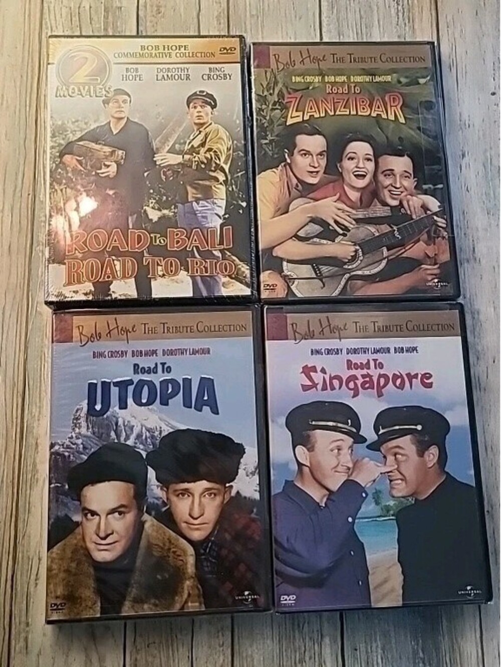 5 Movies Bob Hope Bing Crosby Road To Rio, Bali , Zanzibar, Utopia, Singapore